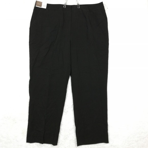 Merona Womens Pants Trouser Straight Leg Dress Pants Black Ebony Plus 22W New - Picture 1 of 11